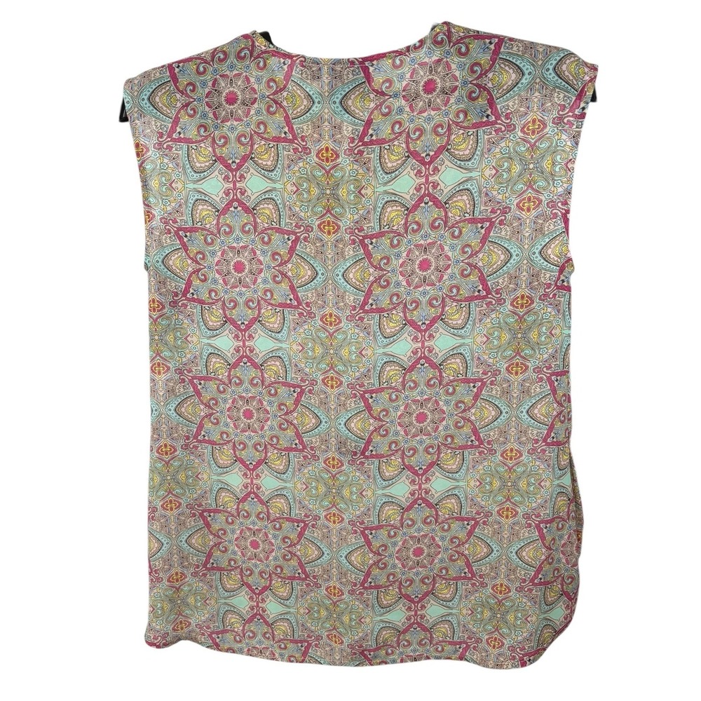 Tribal Womens Sleeveless Kaleidoscope Mandala Print‎ Keyhole Top  Small - Picture 2 of 7